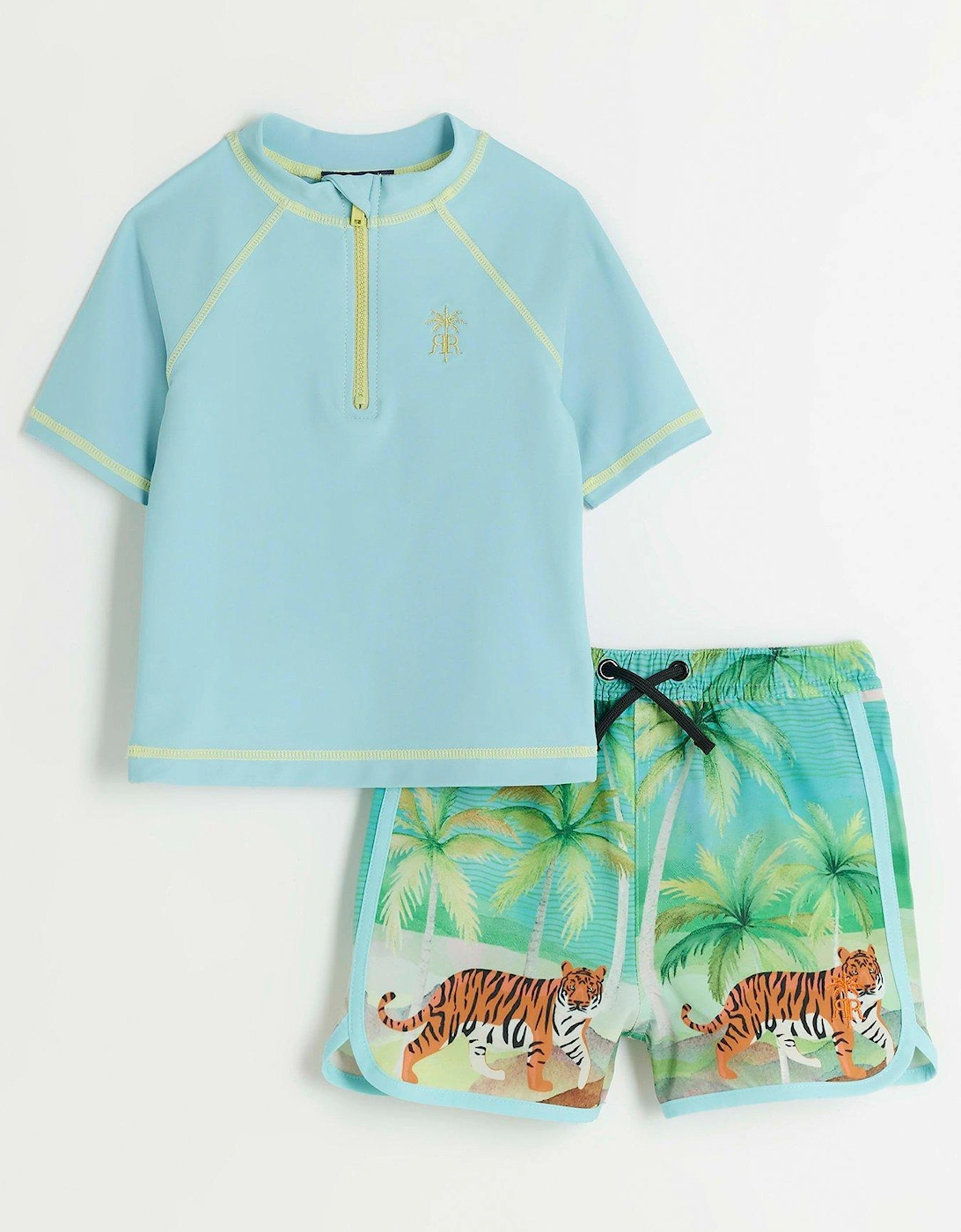 Mini Boys Tropical Print Swim Set - Green, 2 of 1