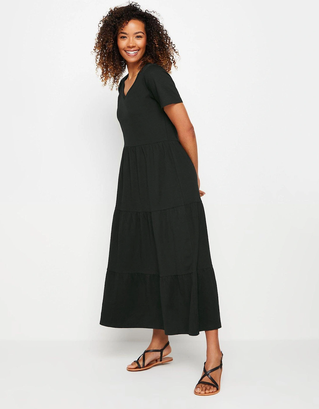 Black Tiered Ss Cotton Dress, 2 of 1