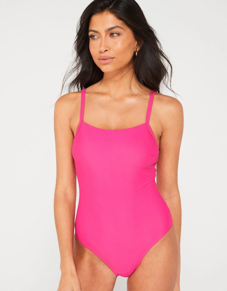 Square Neck Swimsuit - Pink