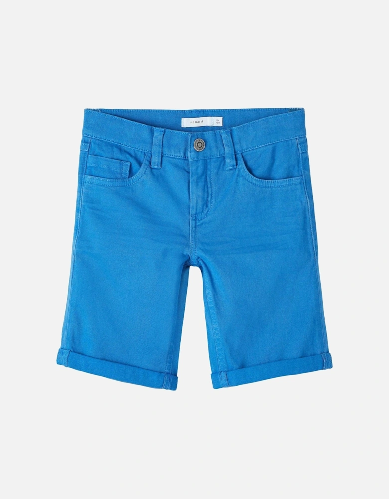 Boys Silas Slim Coloured Denim Shorts - Electric Blue
