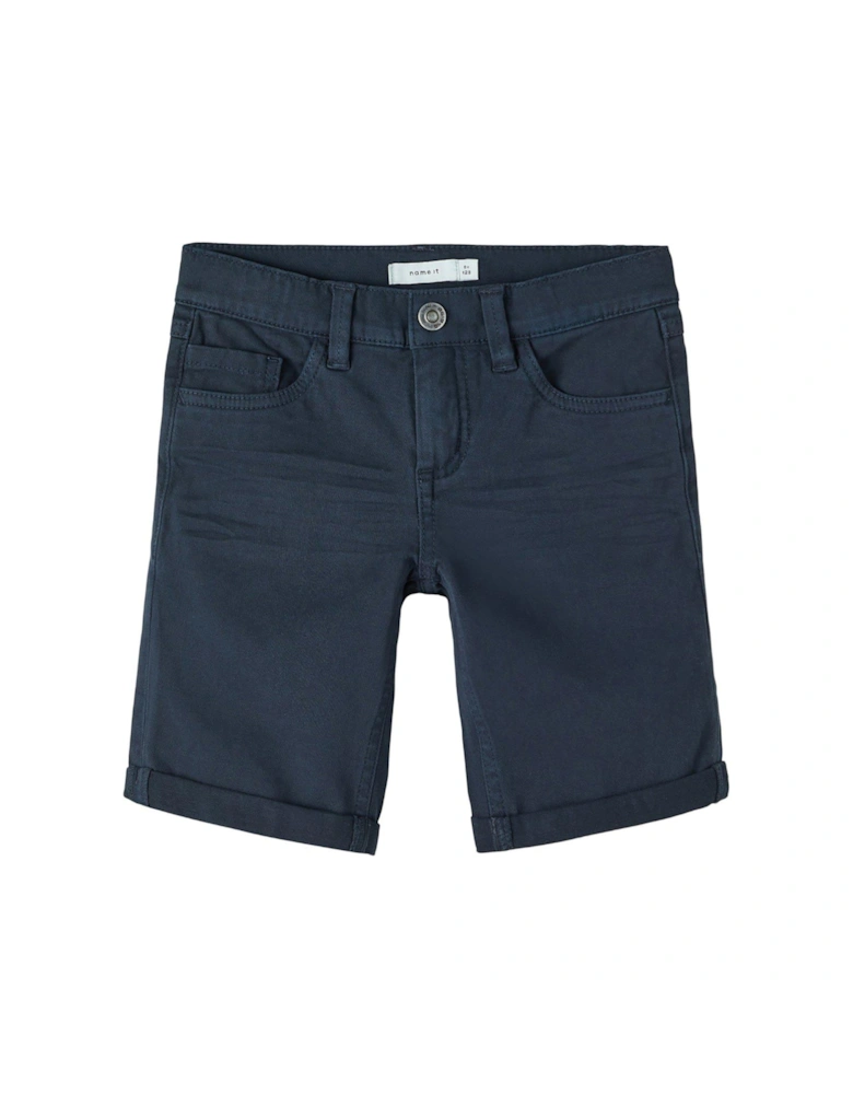 Boys Silas Slim Coloured Denim Shorts - Dark Sapphire