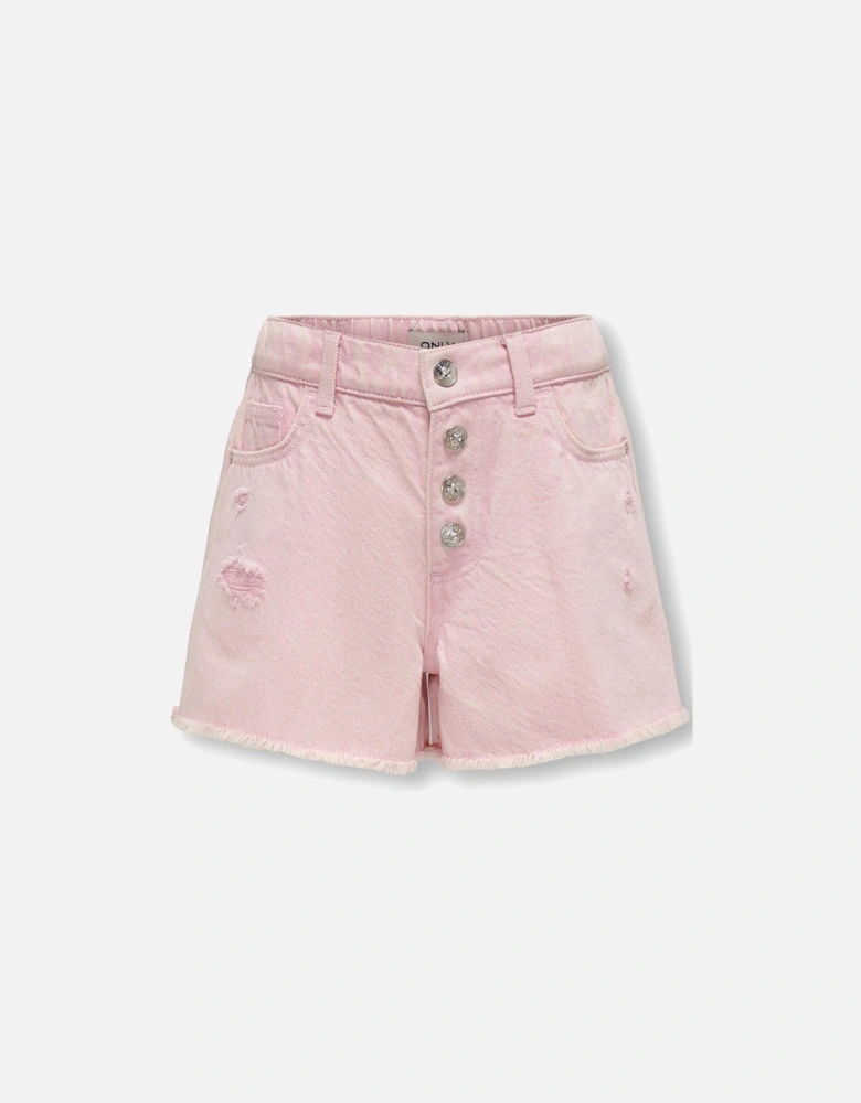 Girls Coloured Denim Shorts - Begonia Pink