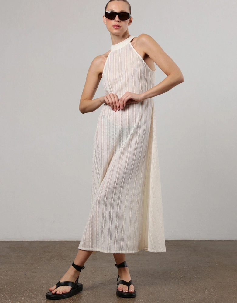 Crochet Halterneck Maxi Dress - White