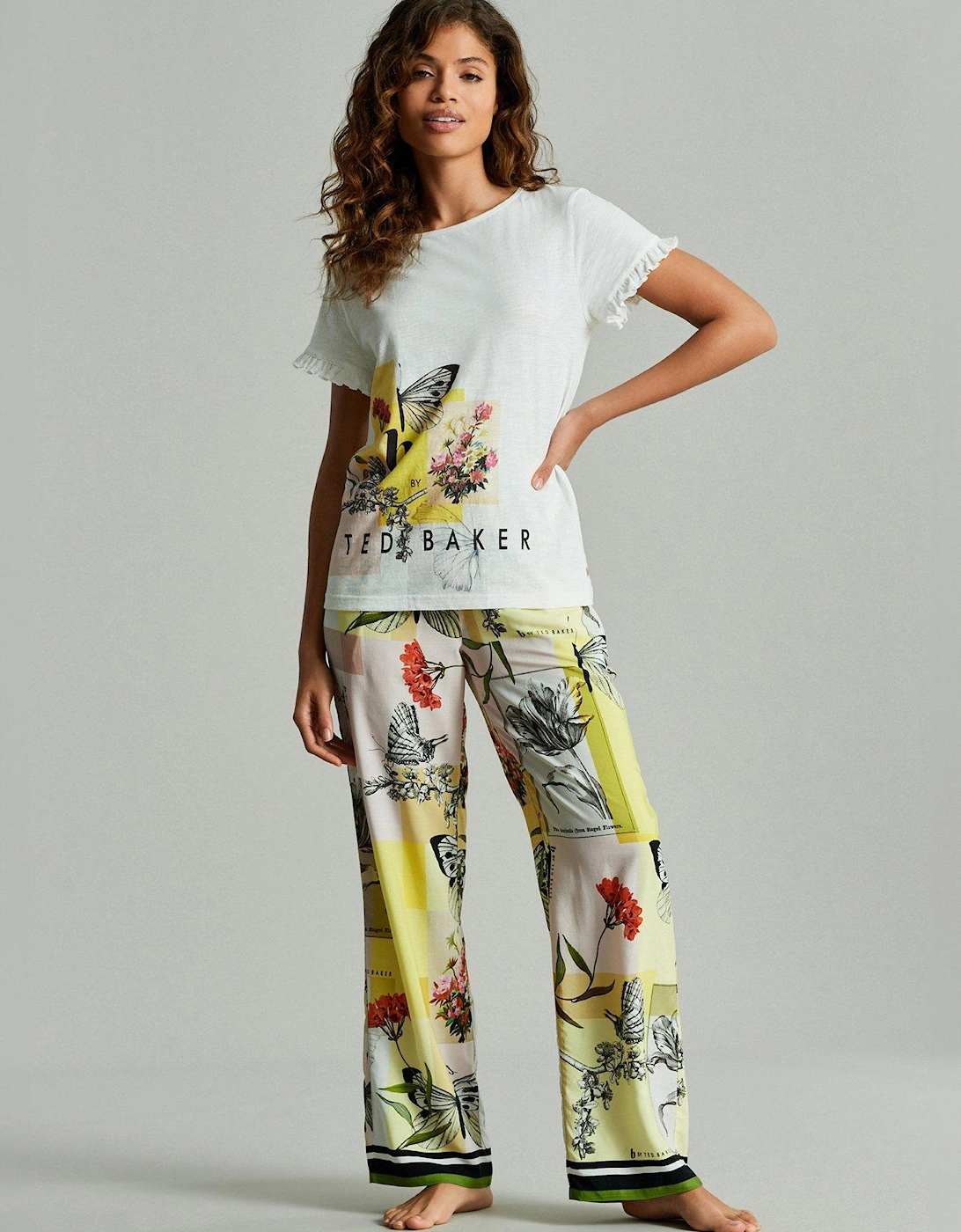 B by Baker Butterfly Placement Printed Jersey PJ Set - Yellow, 7 of 6