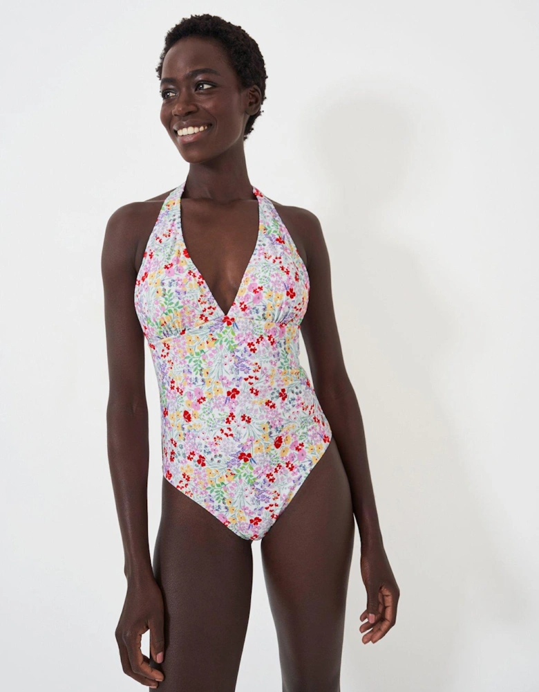 Plunge Floral Swimsuit - Pink