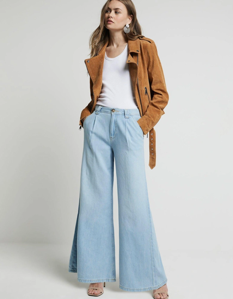 Mid Rise Tailored Wide Fit Jeans - Blue