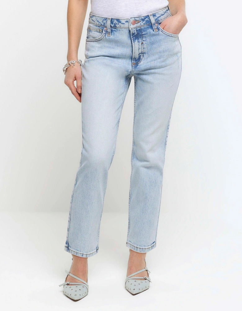 Petite High Waisted Slim Straight Jeans - Blue