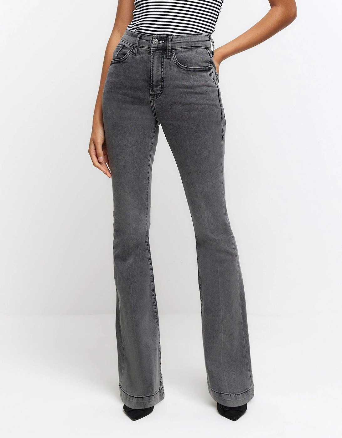 High Waisted Tummy Hold Flared Jeans, 2 of 1