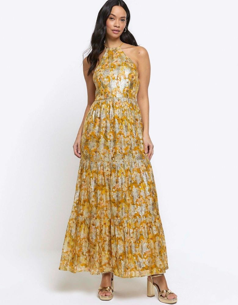 Floral Glitter Slip Maxi Dress