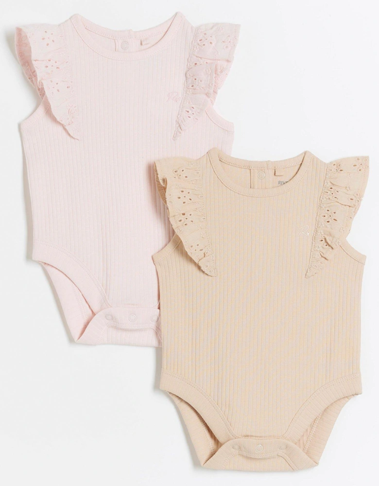 Baby Girls Ribbed Bodysuits 2 Pack - Pink