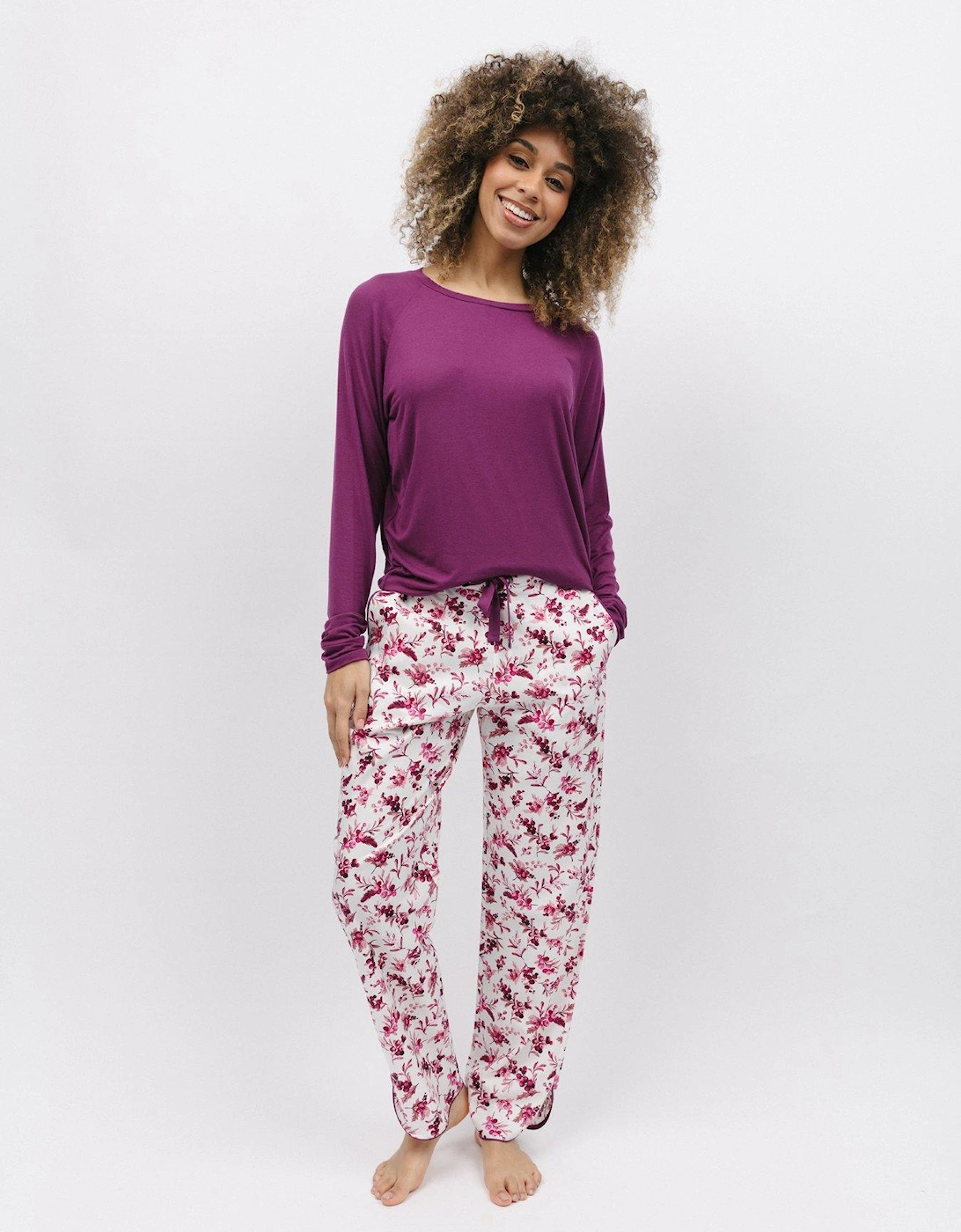 Cream Berry Print Pant And Slouch Knit Top, 2 of 1