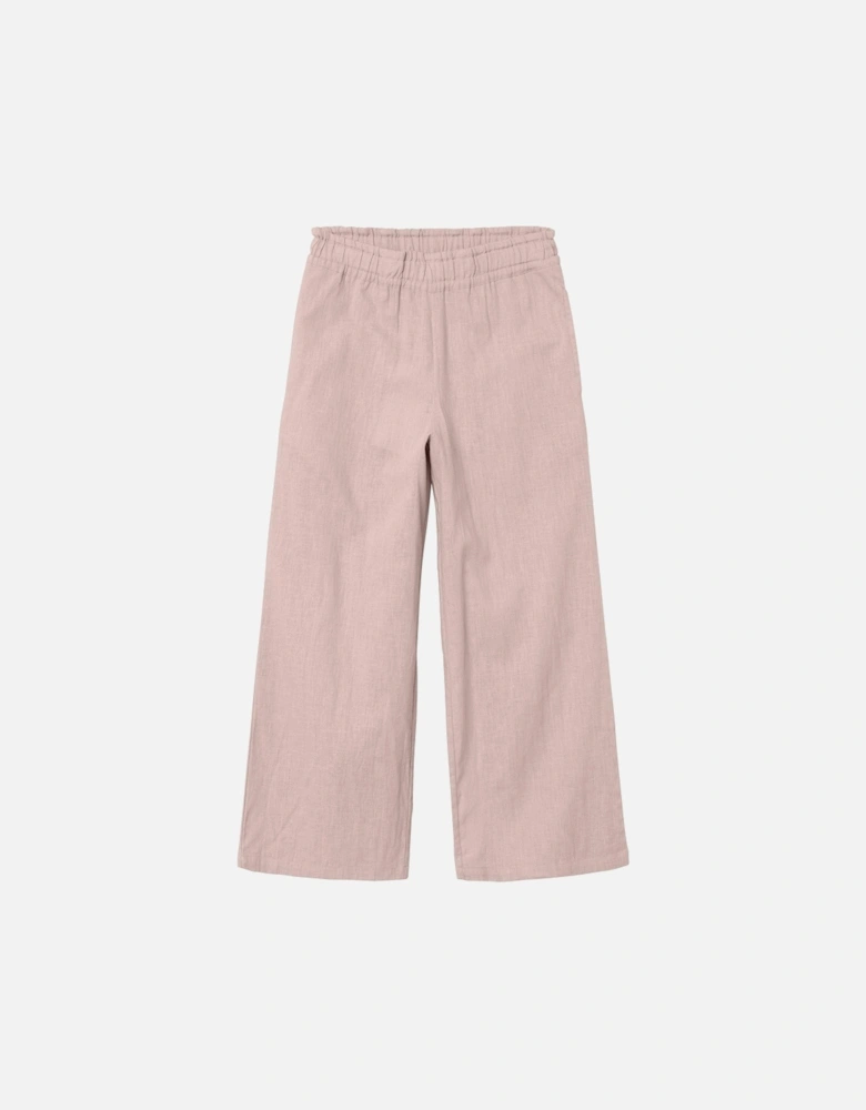 Girls Wide Linen Co-Ord Trousers - Sepia Rose