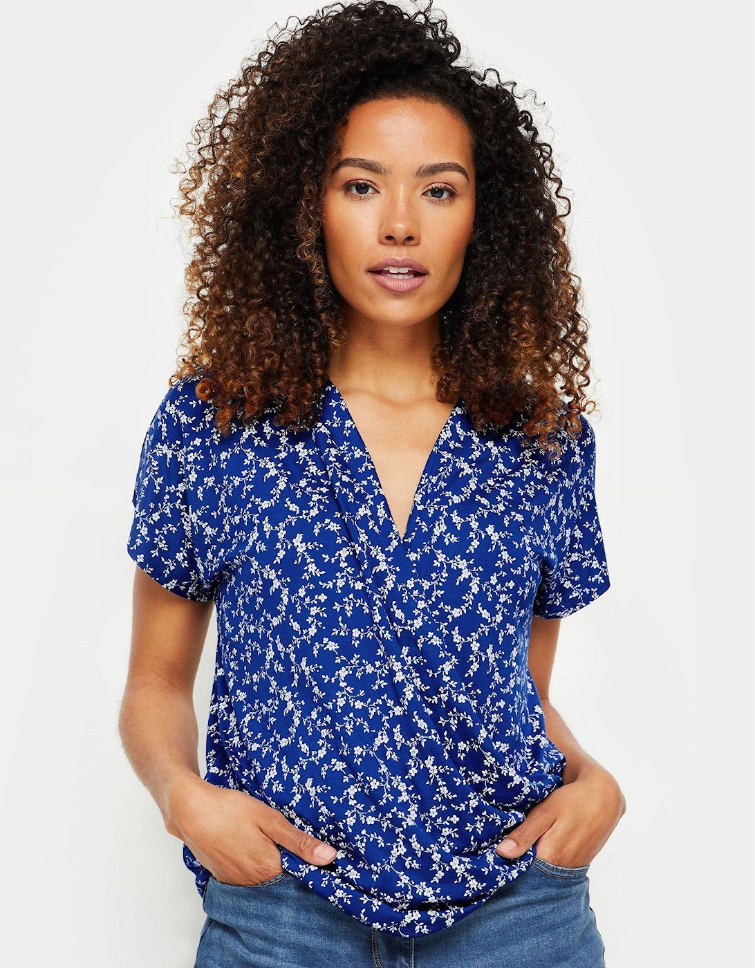 Ditsy Print Wrap Top, 2 of 1