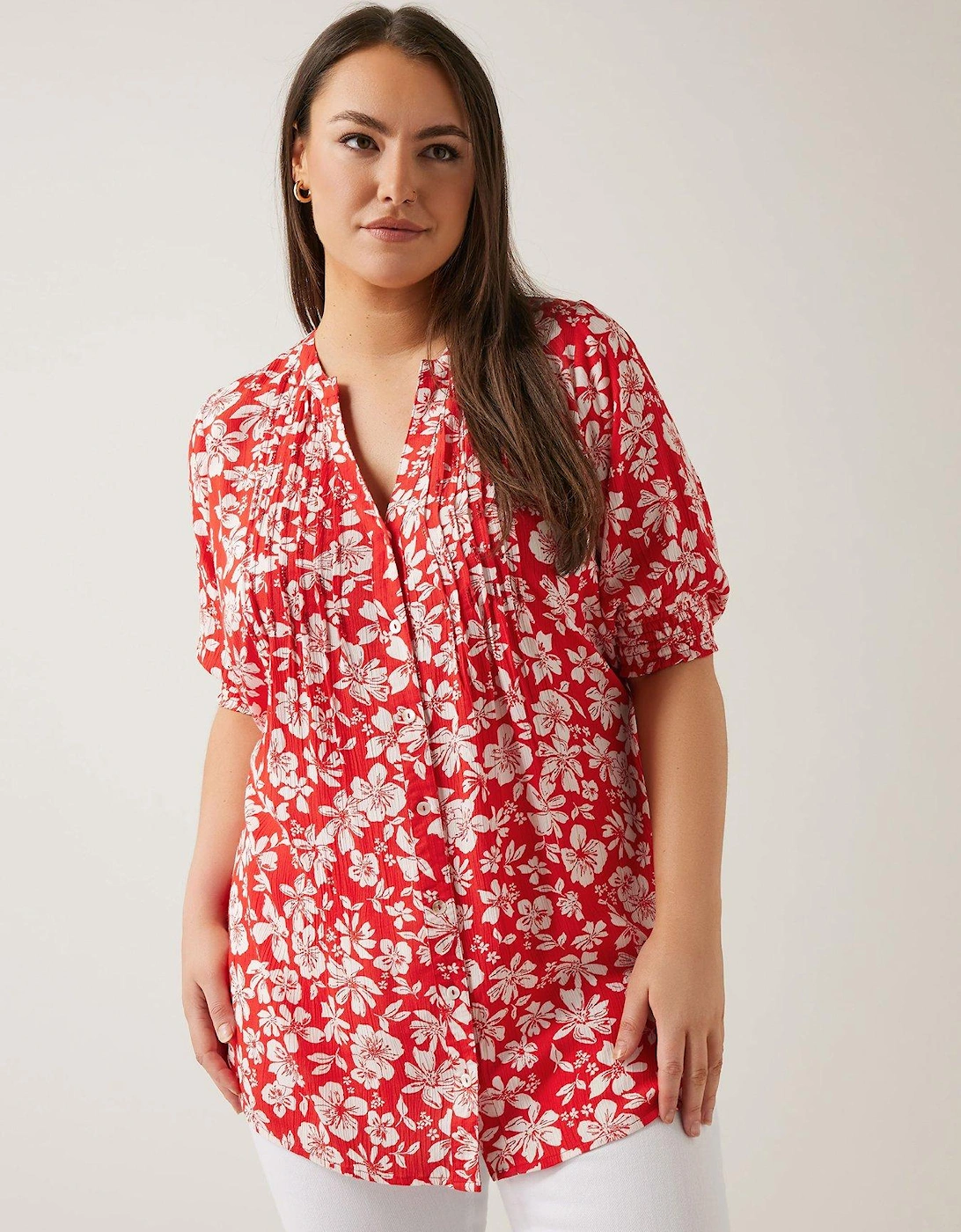Pintuck Blouse Poppy Floral Print, 2 of 1