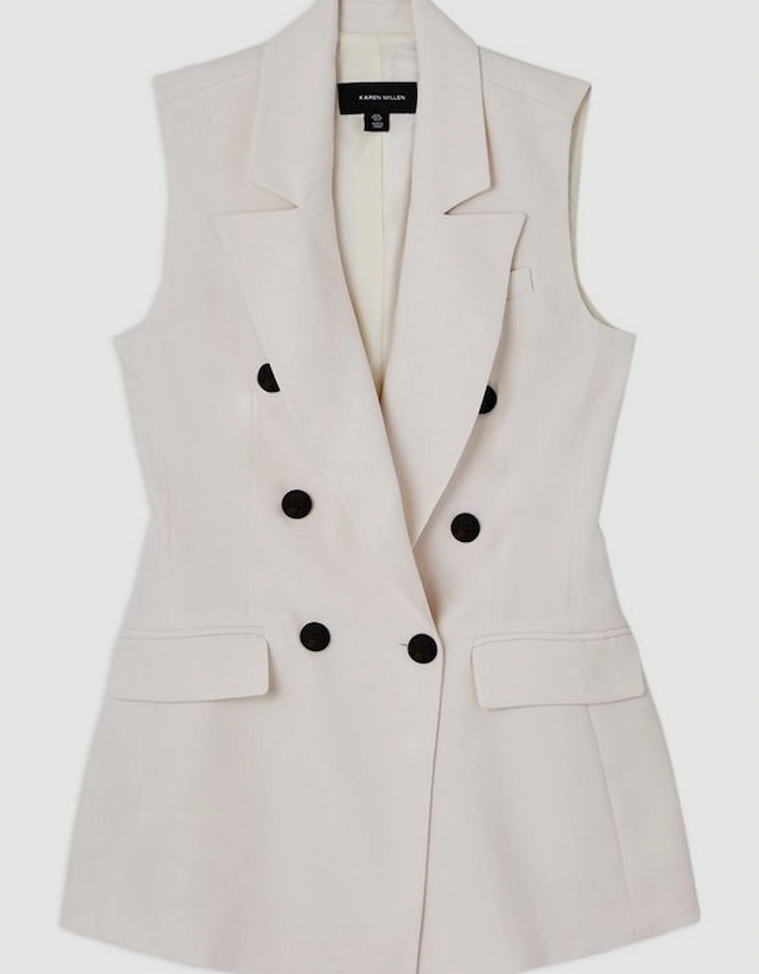 Soft Tailored Double Breasted Sleeveless Tailored Blazer