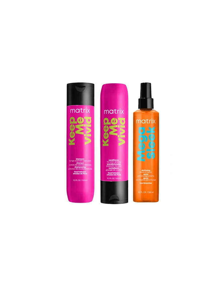 Keep Me Vivid Colour Protecting Shampoo and Conditioner For Coloured Hair + Anti-Frizz Mega Sleek Iron Smoother Bundle
