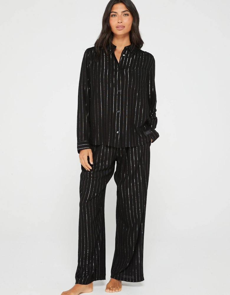 Striped Pyjama Pant - Black