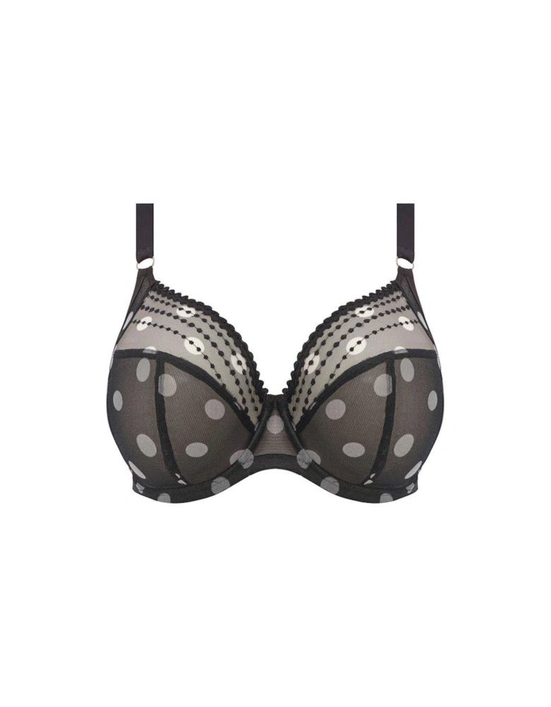 Matilda Spot Underwired Plunge Bra - Black Polka Dot