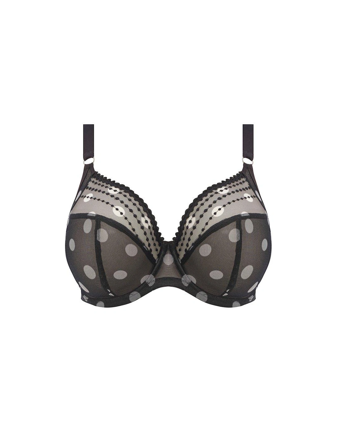 Matilda Spot Underwired Plunge Bra - Black Polka Dot