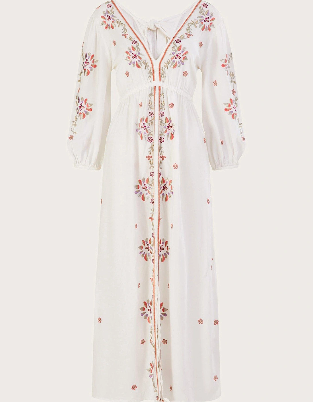 Embroidered Maxi Kaftan Dress - White