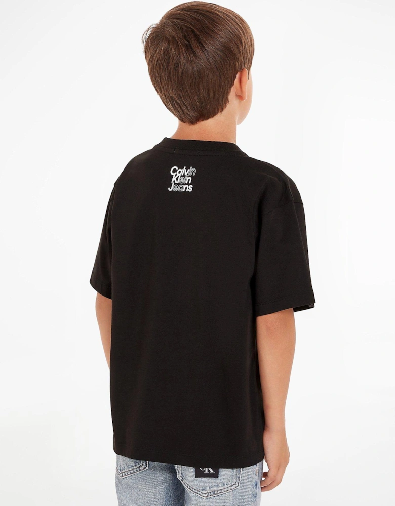 Boys Maxi Logo Relaxed Short Sleeve T-shirt - Ck Black