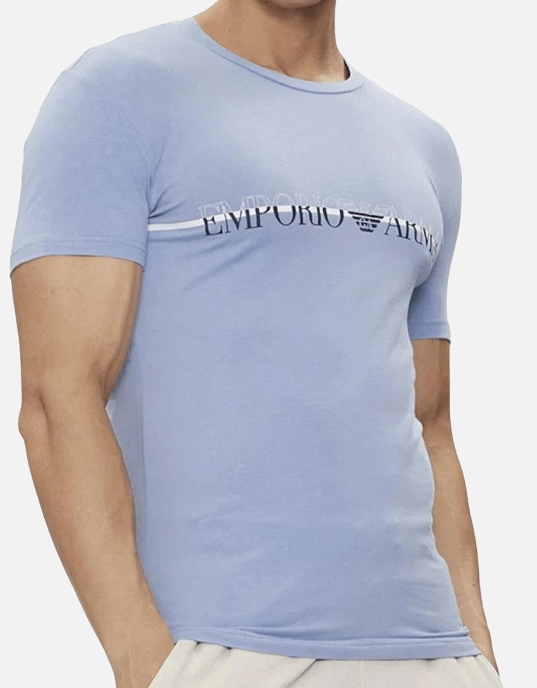 Cotton Muscle Fit Round Neck Sky Blue T-Shirt, 4 of 3