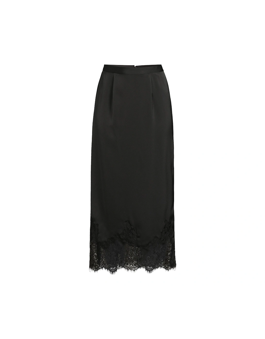 x V by Very Lace Trim Satin Skirt - Black