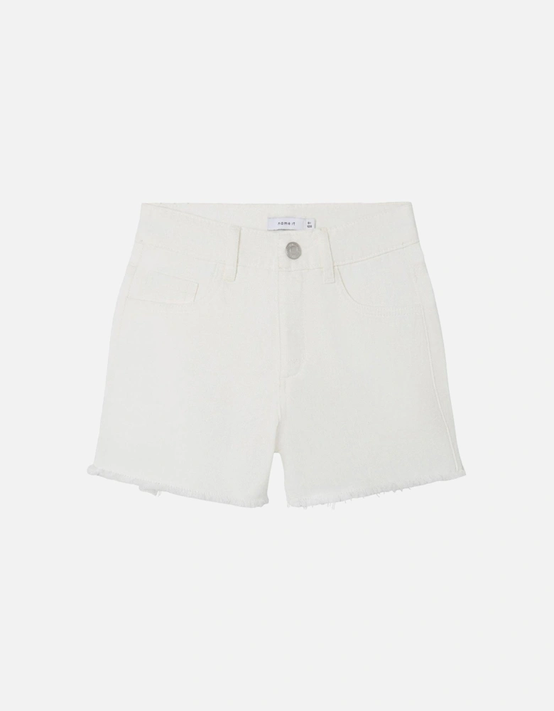 Girls Mom Fit Denim Shorts - Bright White