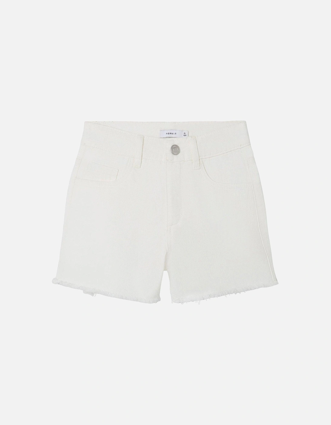 Girls Mom Fit Denim Shorts - Bright White, 5 of 4