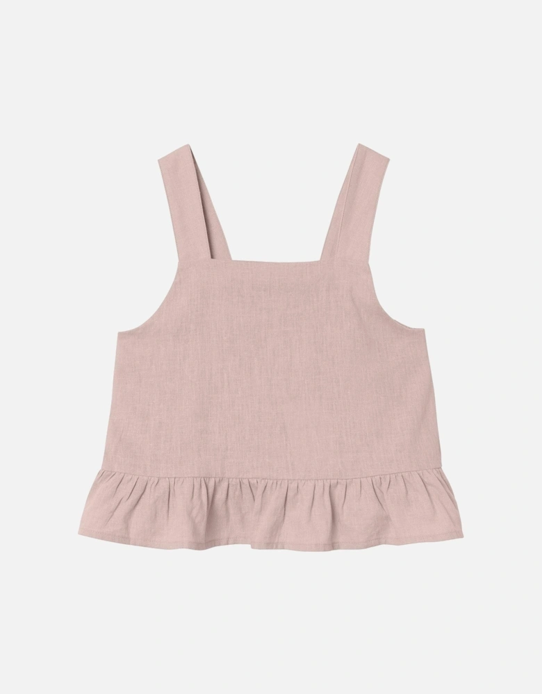Girls Strappy Linen Co-Ord Top - Sepia Rose