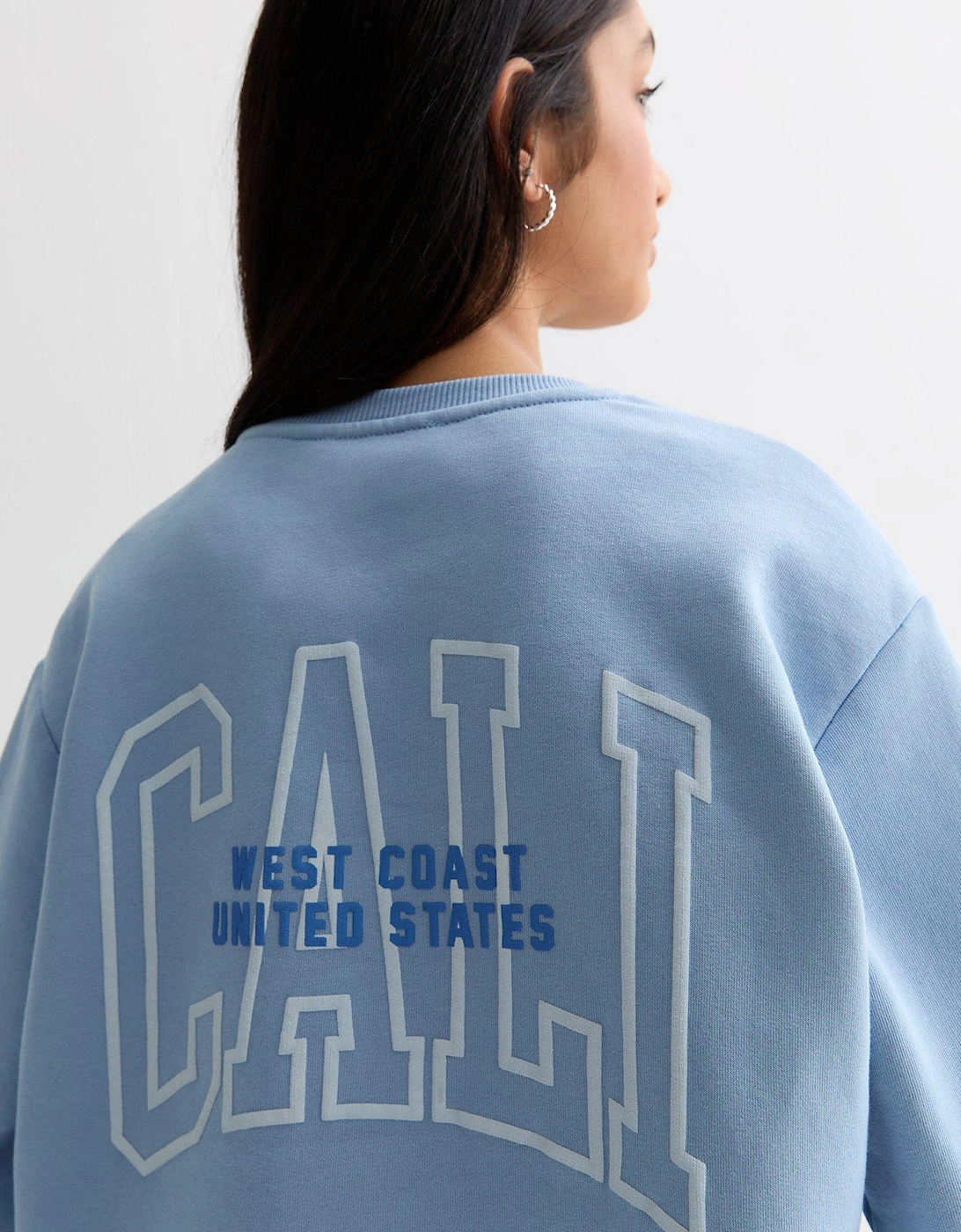 Girls Pale Blue Cali Logo Crew Neck Sweatshirt