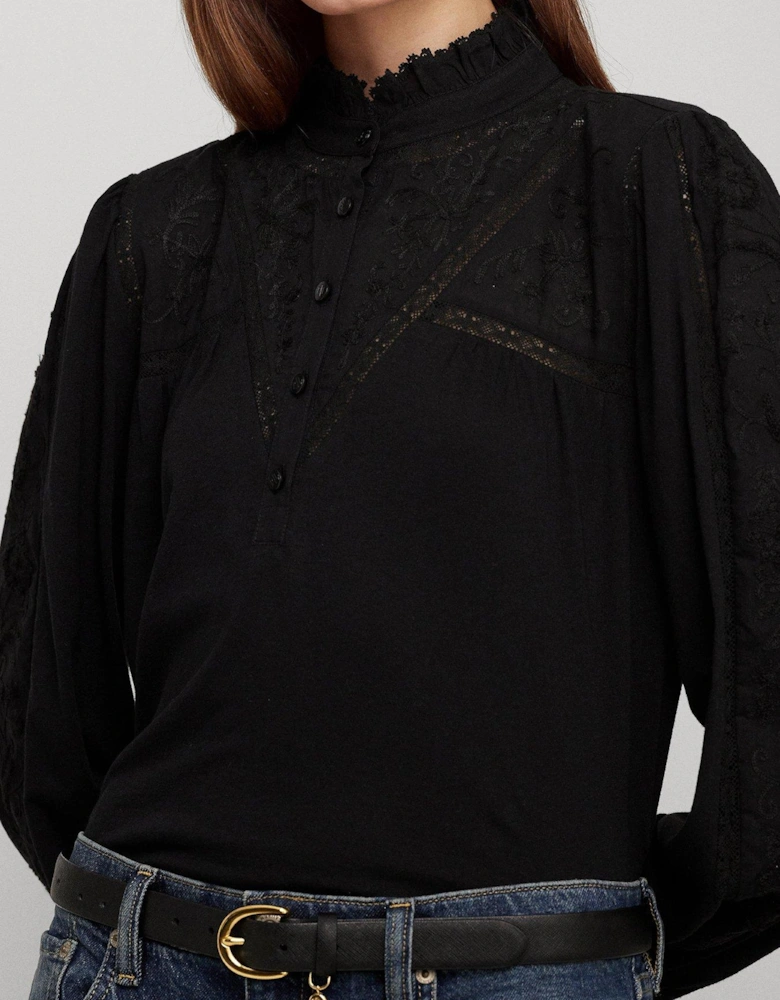 Lavan-long Sleeve-pullover - Black