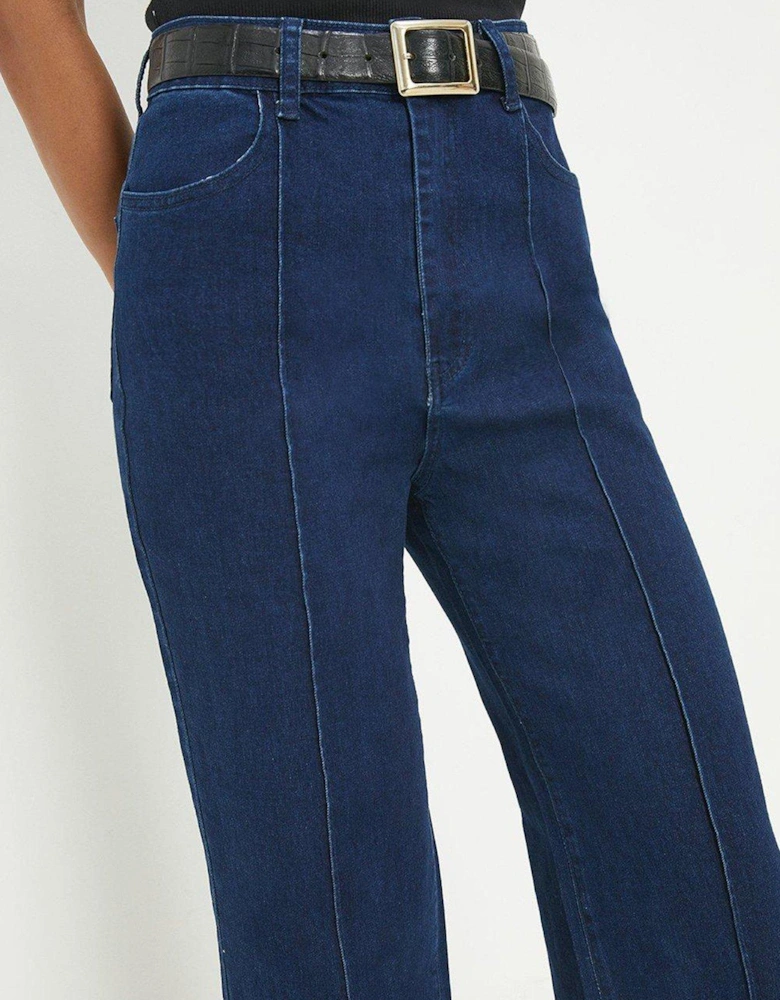 Seam Detail Wide Leg Jeans - Indigo