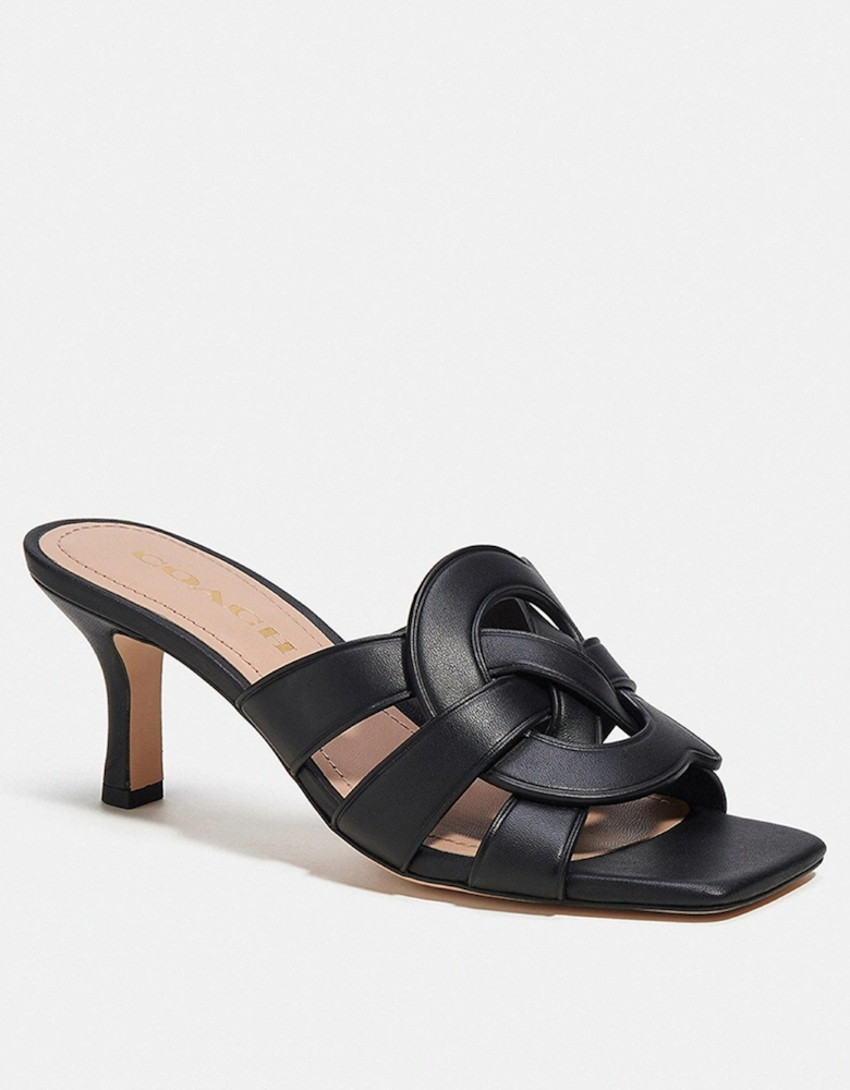 Tillie Leather Heeled Sandal - Black