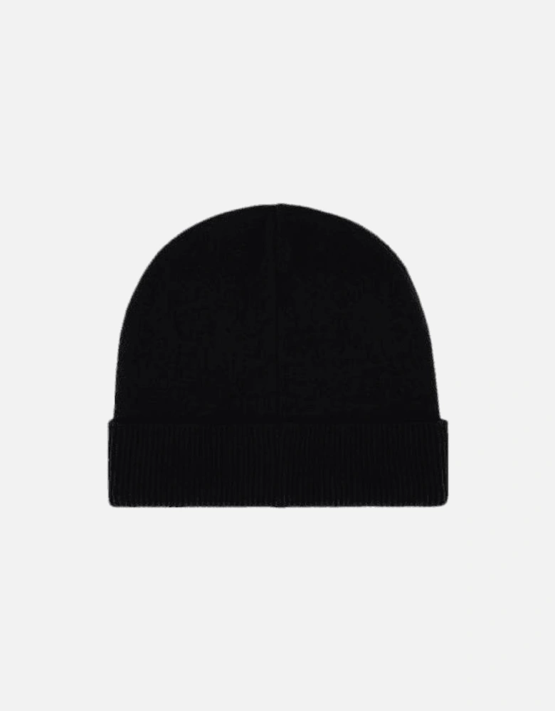 Cotton Front Logo Black Beanie Hat