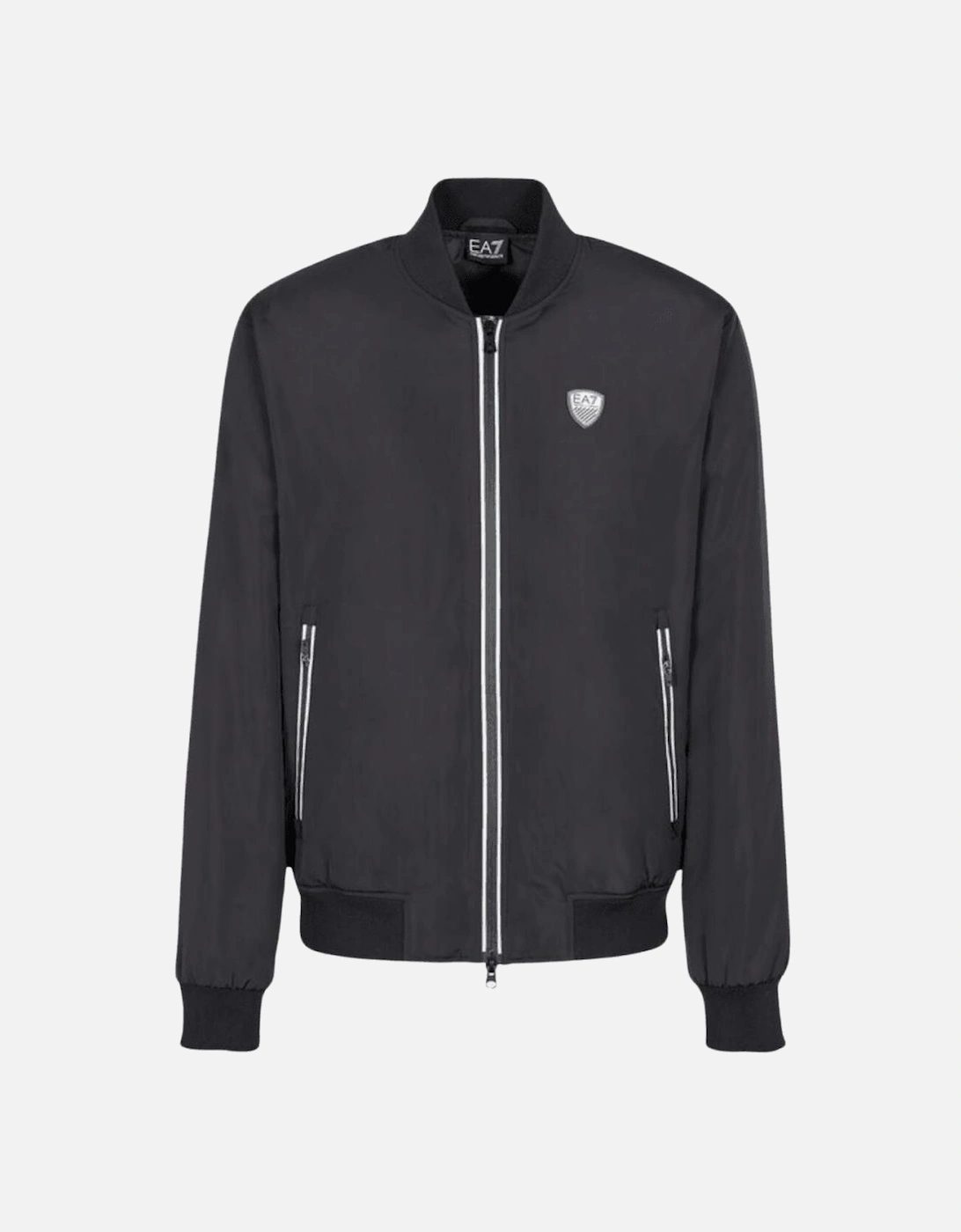 Nylon Badge Logo Black Bomber Jacket, 5 of 4