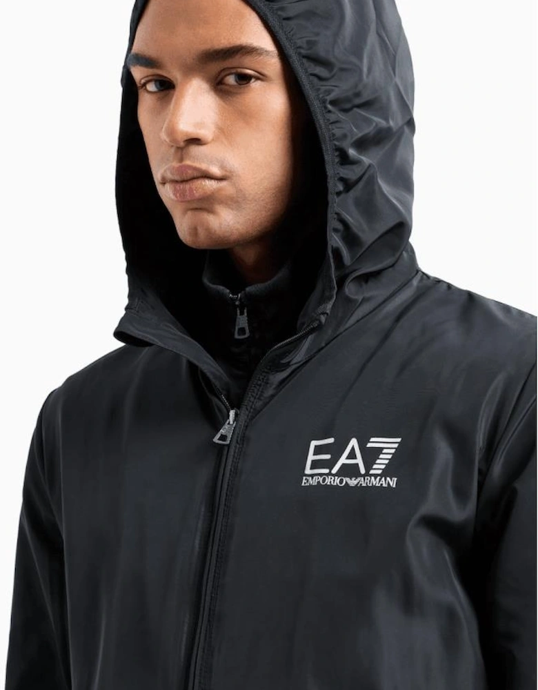 Lightweight Hooded Zip Up Black Jacket