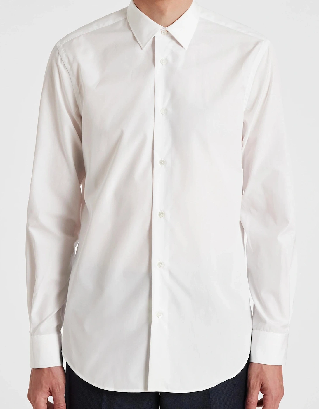 Stripe Cuff Tailored Cotton Shirt White