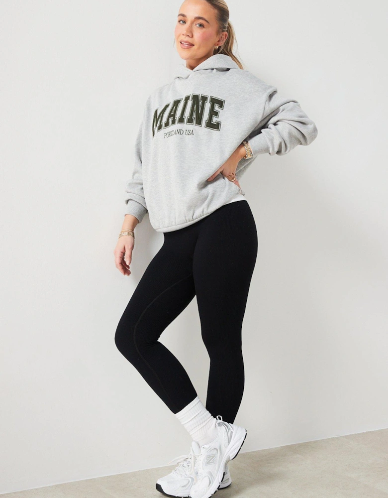 X Hattie Bourn Maine Logo Oversized Hoodie - Grey