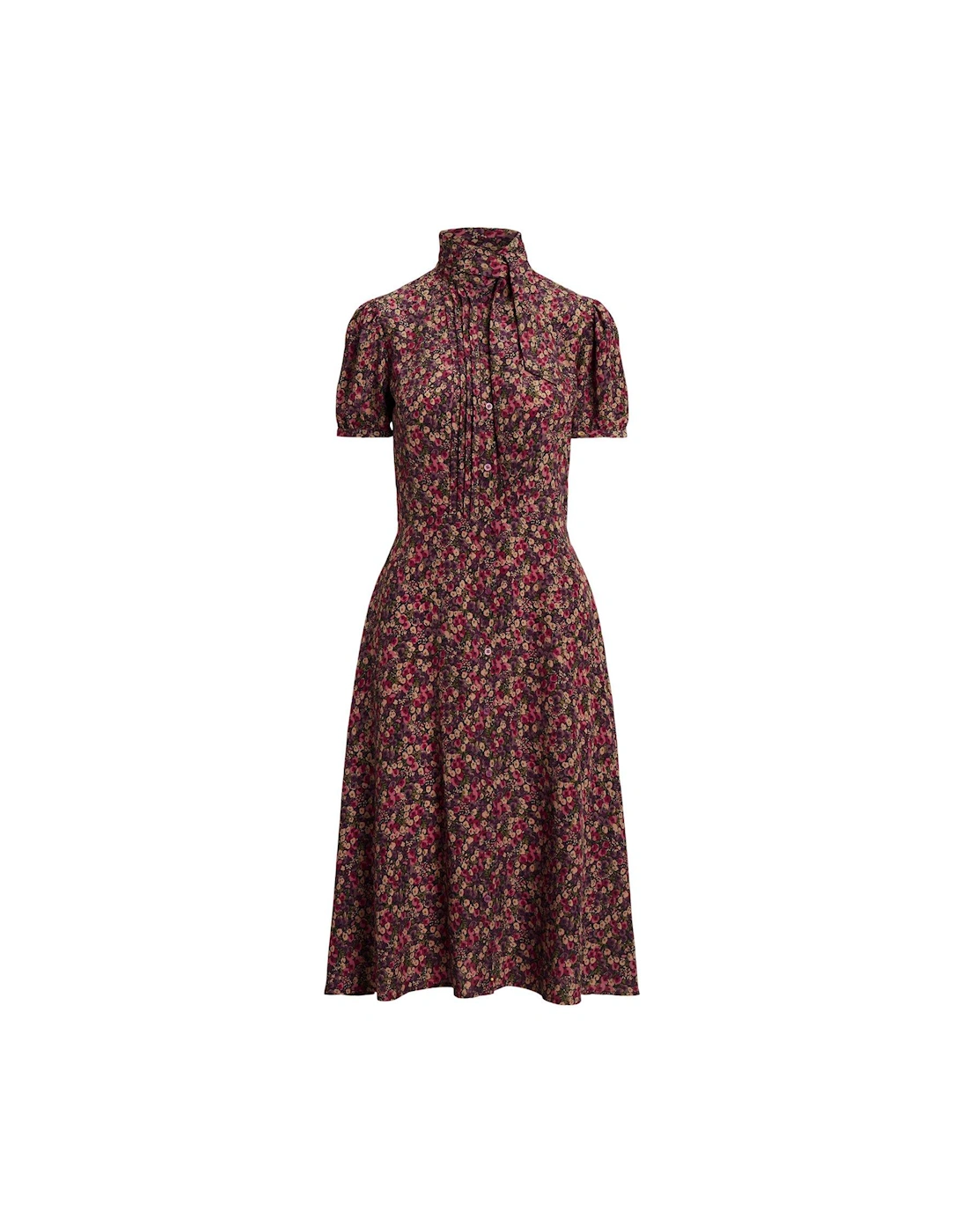 Zachari-short Sleeve-day Dress - Navy/burgundy Multi