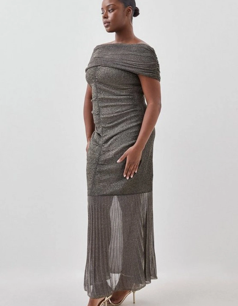 Plus Size Viscose Slinky Sparkle Bardot Knit Maxi Dress