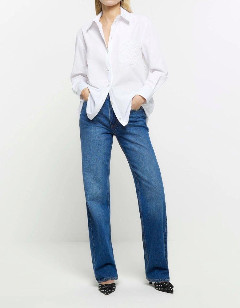 Lace Hybrid Poplin Shirt - White