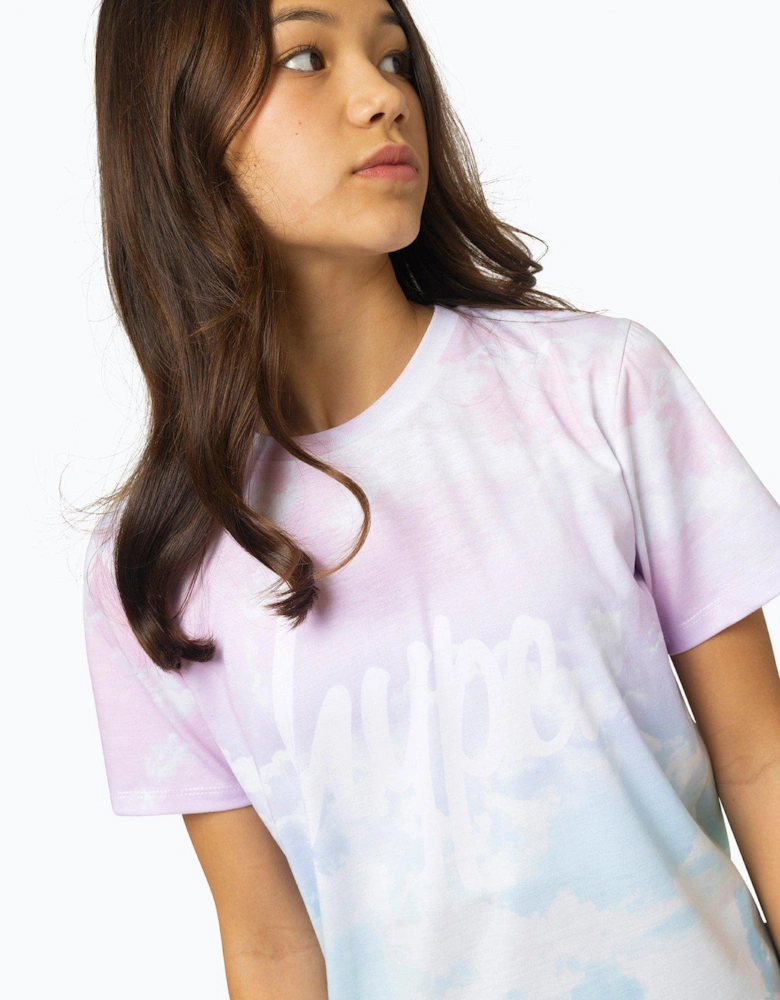 Girls Multi Pastel Clouds T-shirt