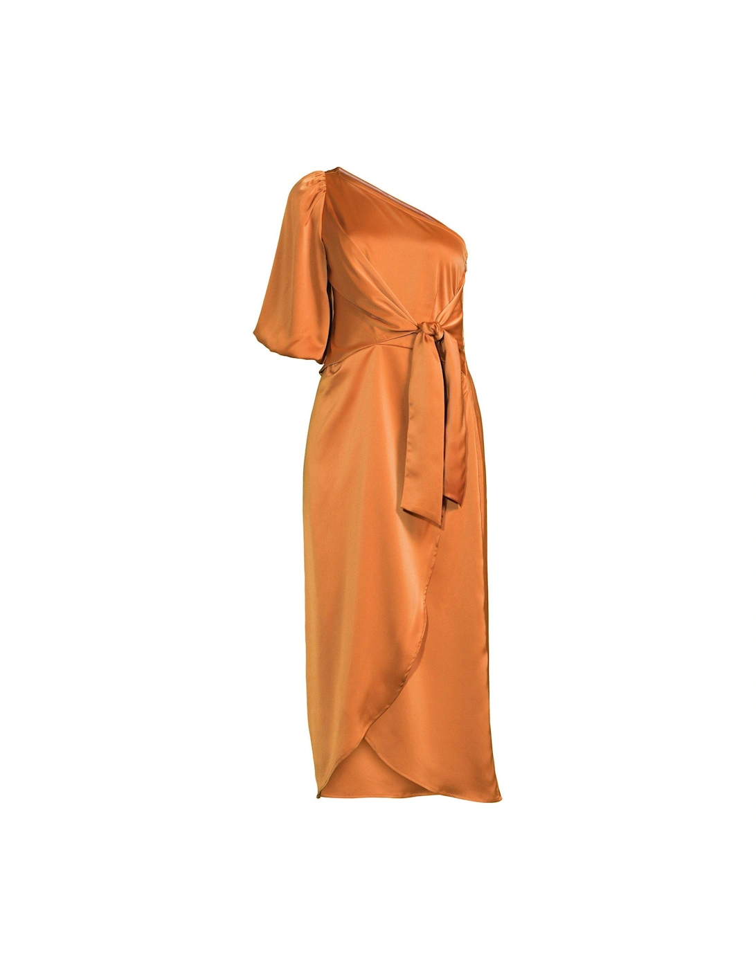 Athena One Shoulder Midi Dress - Brown