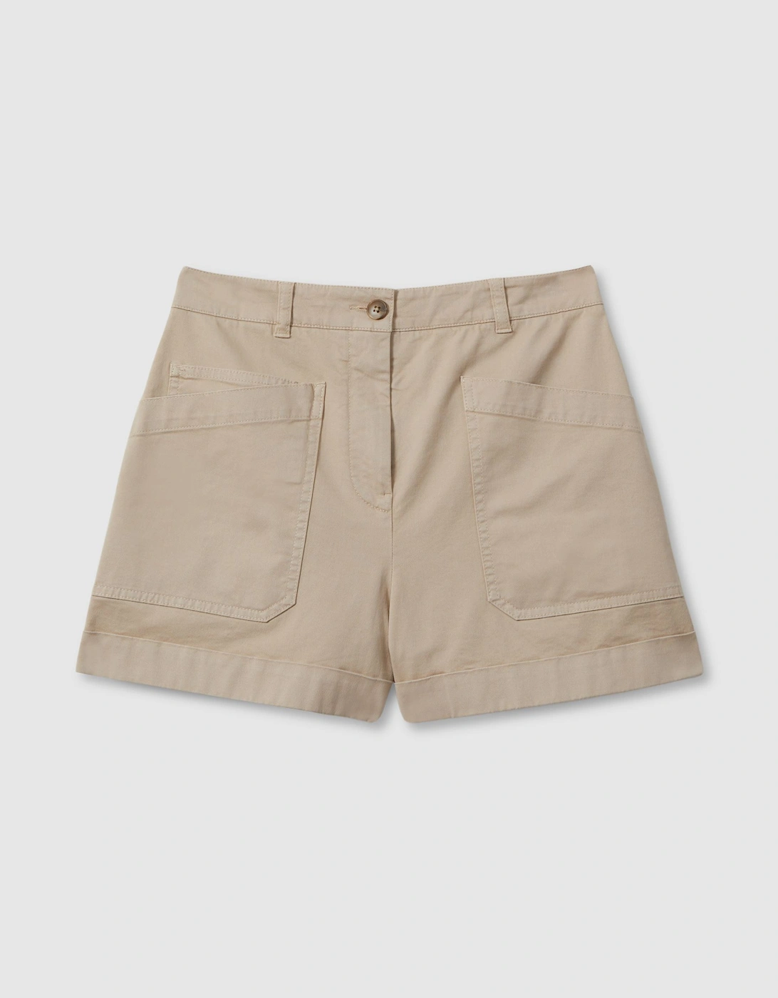 Cotton Blend Shorts with Turned-Up Hems, 2 of 1