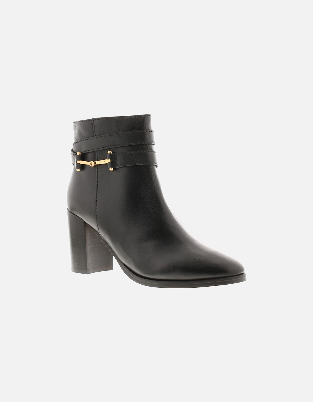 Womens Boots Anisea Ladies Ankle Leather Block Heel Black UK Size, 6 of 5