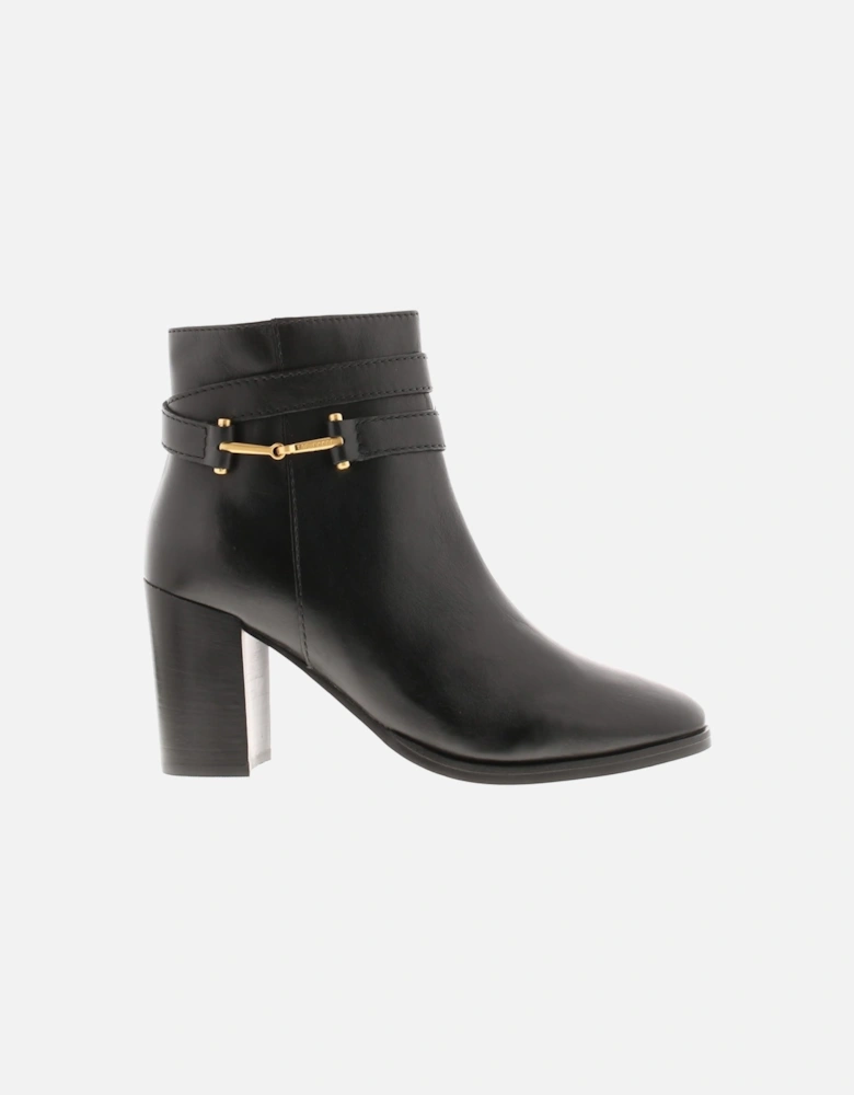 Womens Boots Anisea Ladies Ankle Leather Block Heel Black UK Size