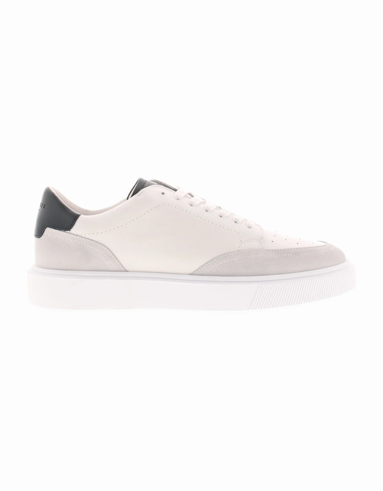Mens Trainers Lace Up Luigis Suade Leather Chunky Sole White UK Size