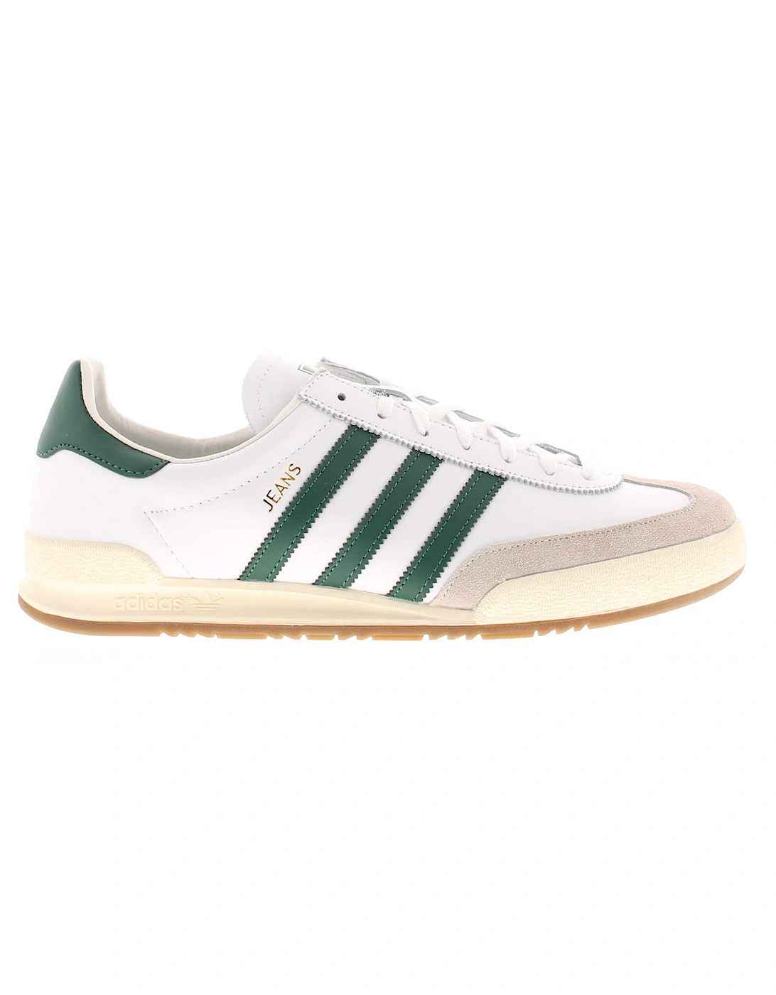 Mens Trainers Lace Up Jeans Leather 3 Stripe White Green UK Siz