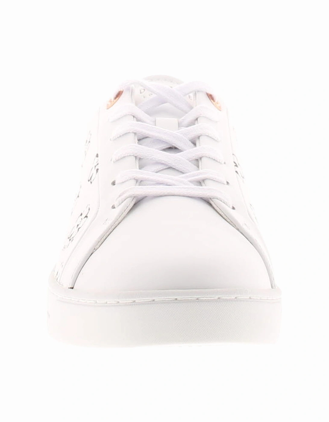 Womens Trainers Lace Up Taliy Leather Floral Detailing White UK Size